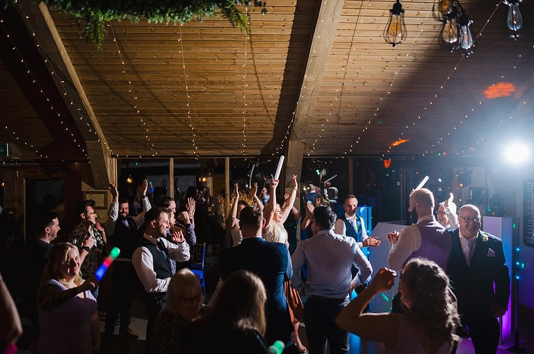 Wedding dance floor filled by a wedding dj