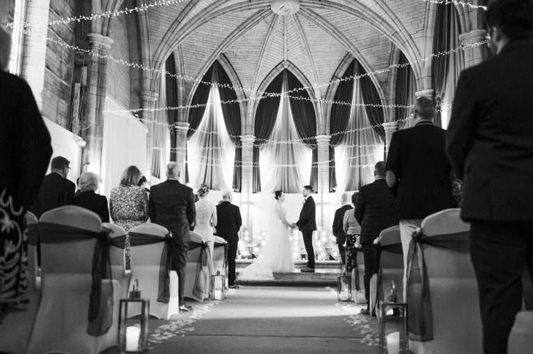 Black and White photo of the happy couple saying their wedding vows at The Alverton - Writing the Perfect Modern Wedding Vows: A Guide to Crafting Heartfelt and Memorable Promises | Including 24 Vow Examples