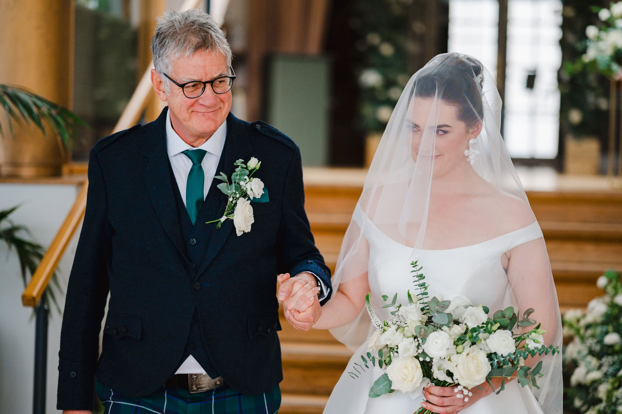 Bride getting emotional as she walks down the aisle