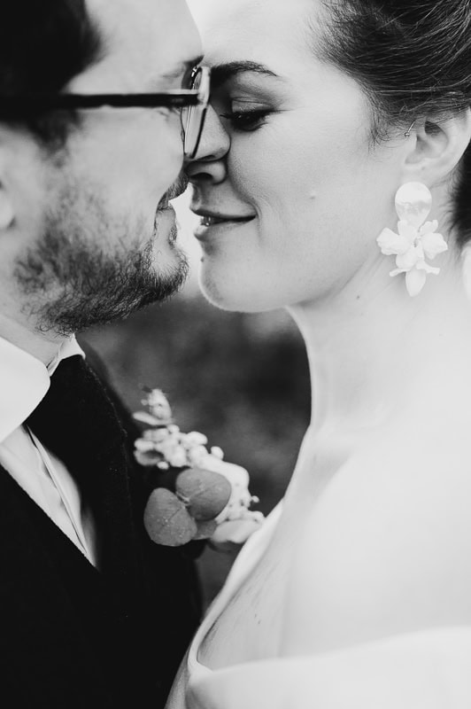 Up close showing the deep connection between bride and groom