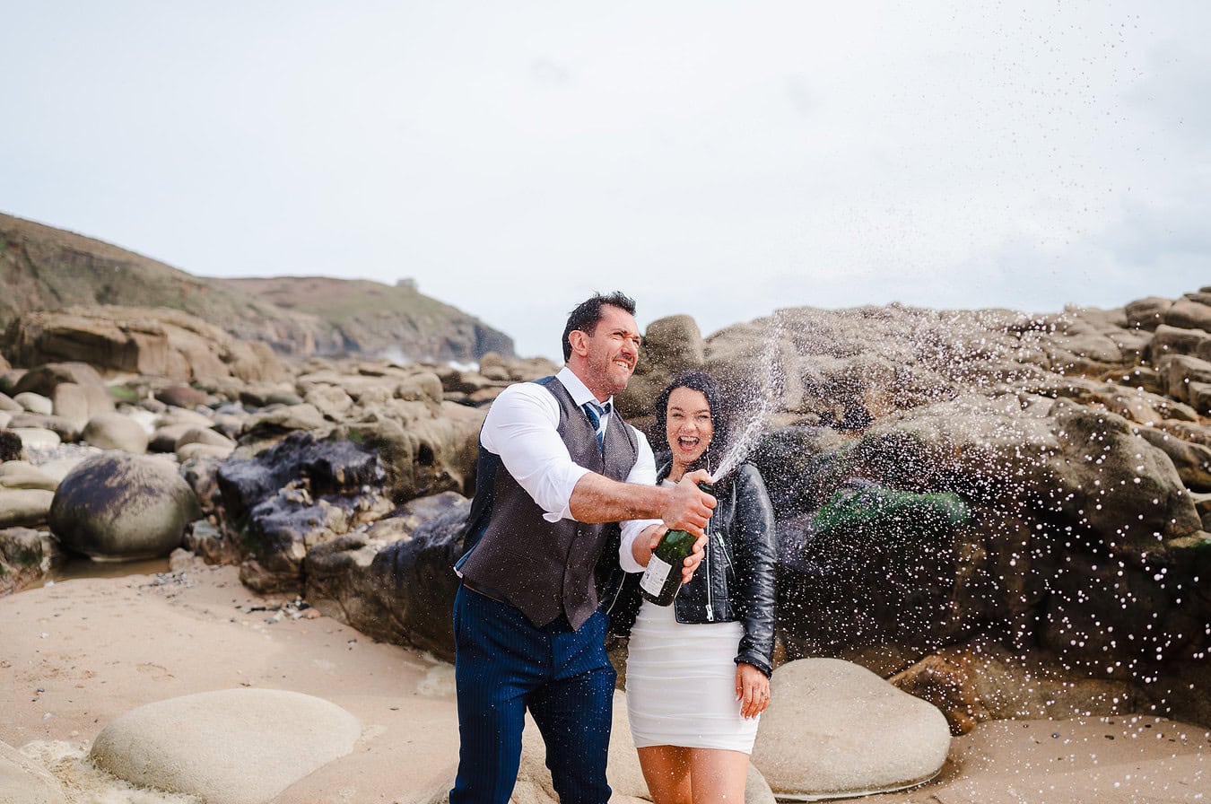 Pop the champagne to celebrate your elopement wedding in Cornwall