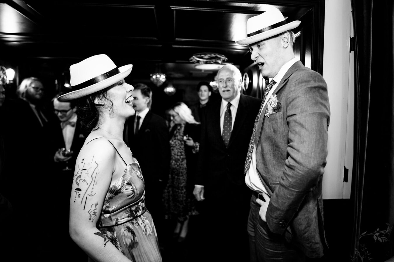 Dancefloor love as the bride and groom stare lovingly at eachother at their Sussex wedding
